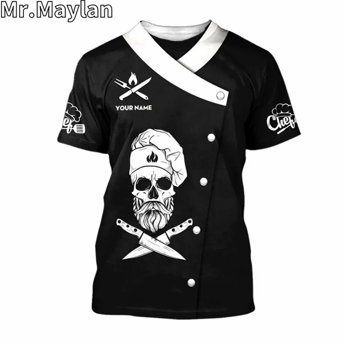 Униформа шеф-повара с именем под заказ 3D футболки для мужчин и женщин