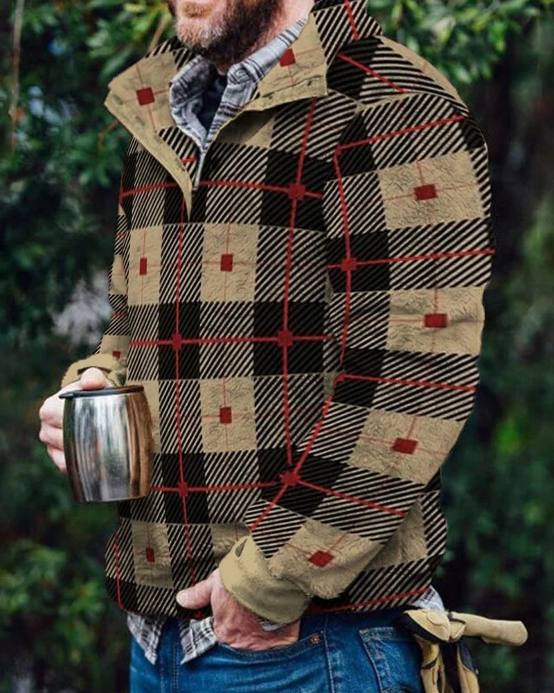 Autumn Winter 2022 New European and American Men's Stripe Double Sided Fur Stand Collar Home Furnishing Suit Plush Thermal Coat