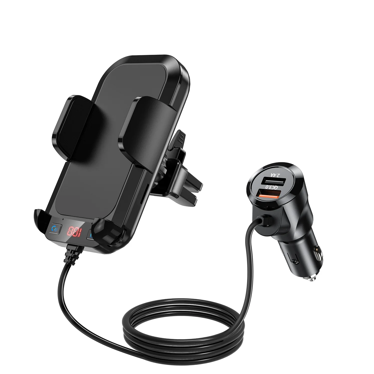 

Three-in-one car Bluetooth FM car mobile bracket with QC3.0 Dual US B fast Charge A20 PRO