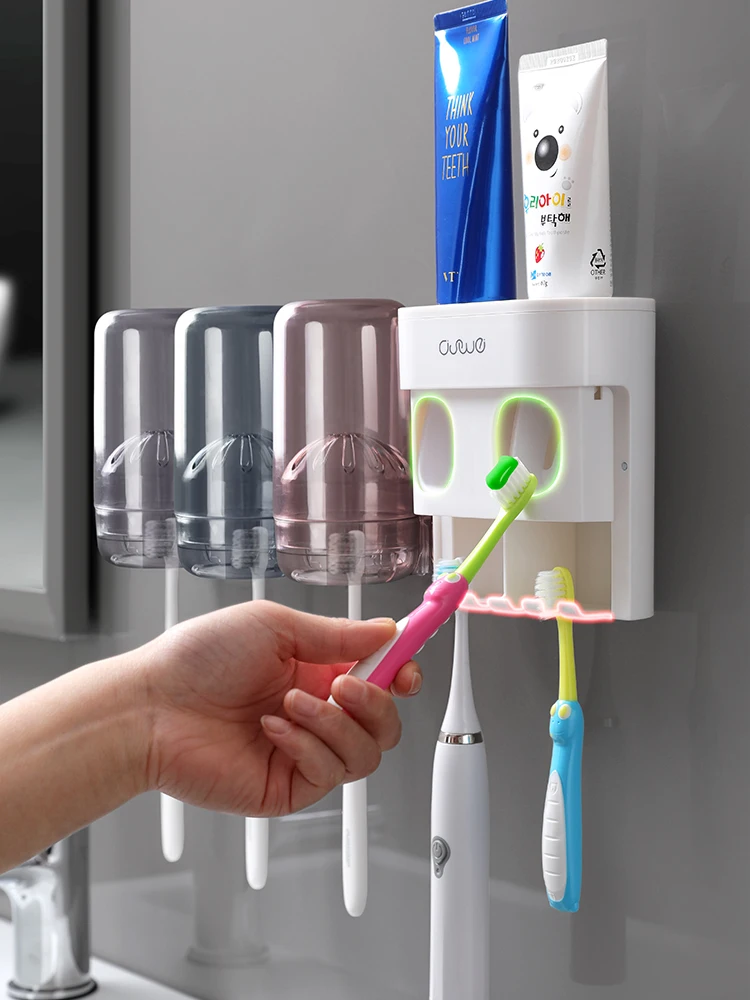 Wall-Mounted Toothpaste Squeezer Fully Automatic Multifunctional Toothbrush Holder and Toothpaste Dispenser Bathroom Accessories