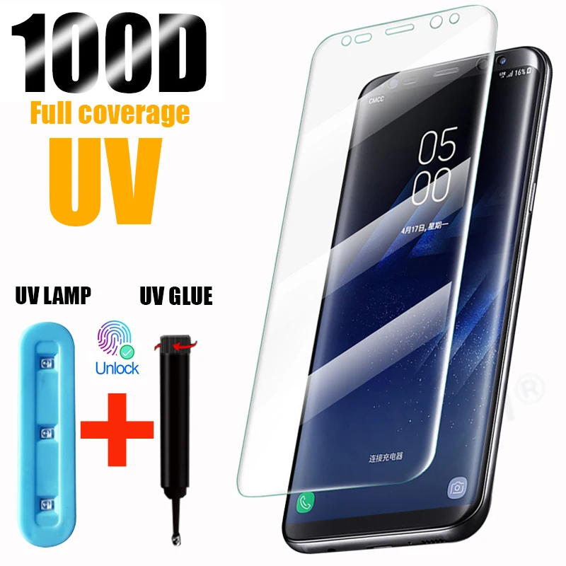 

UV Tempered Glass For Samsung Galaxy S10 Plus Glass S21 S9 S8 Screen Protector S20 Ultra S10e S 9 8 10 e Note 8 9 10 20 Protect