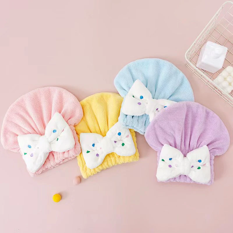 

Cute Children Kids Quickly Dry Hair Wrapped Towels Dry Hair Hat Bath Hats Portable Coral Fleece Shower Cap Bath Accessories TSF#