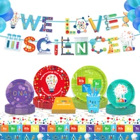 school cosplay scientist science dna birthday party disposable tableware sets tablecovers banners baby shower party decorations