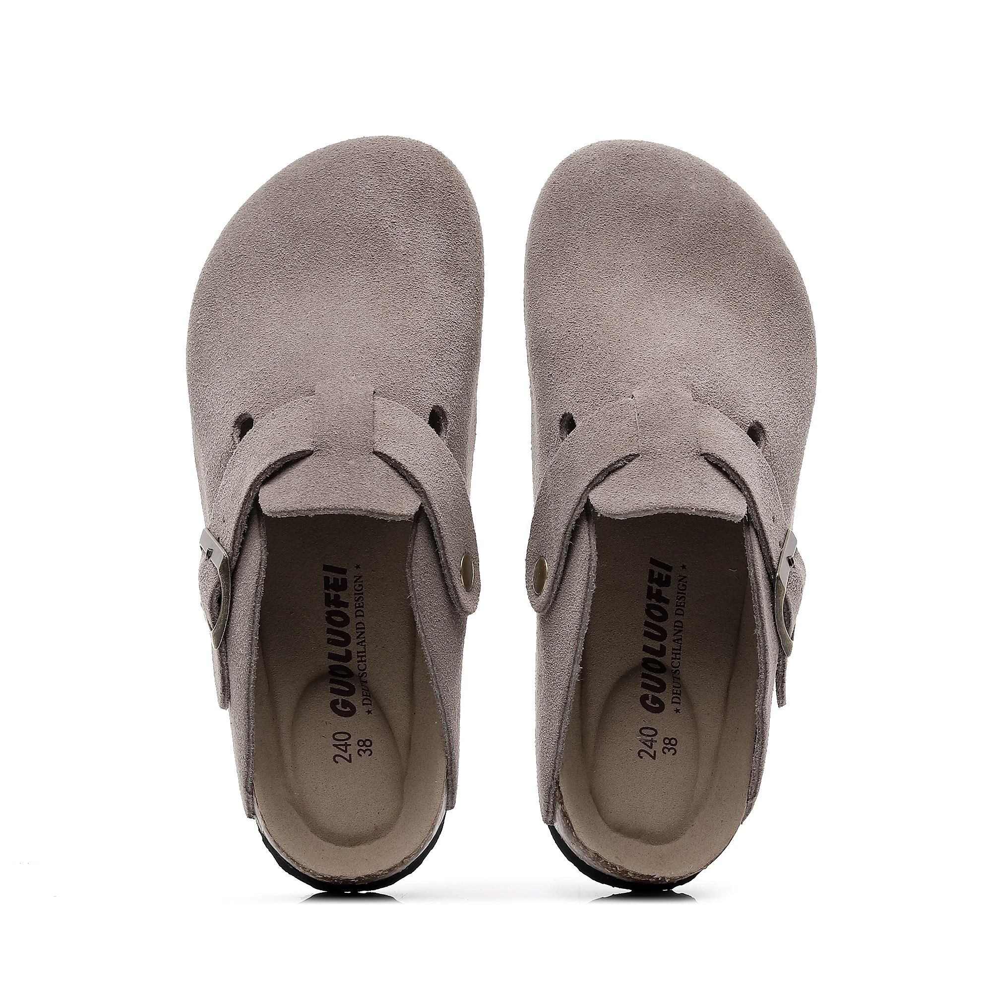 2023 Spring Women's Closed Toe Slippers Cow Suede Leather Sandals For Women Men Fashion Mule Clog Slides 35-46