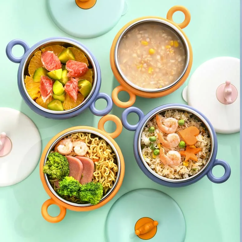 

400ml 316 Stainless Steel Bento Box Detachable Kid's Lunch Box Water Injection Thermal Suction Cup Baby Feeding Food Tableware