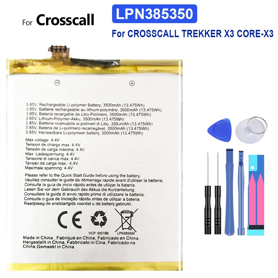 

LPN385350 3500mAh Battery For CROSSCALL TREKKER X3 TREKKERX3 CORE-X3 Rechargeable Batteries with Free Tools