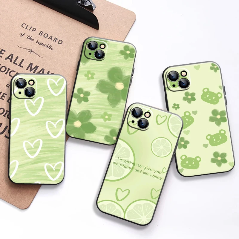 

Love Heart Flower Animal Pattern Phone Case For iPhone 13 11 Pro 12 Mini MAX X XR XS 8 7 Plus 6 6s SE 2020 Liquid Silicon Soft