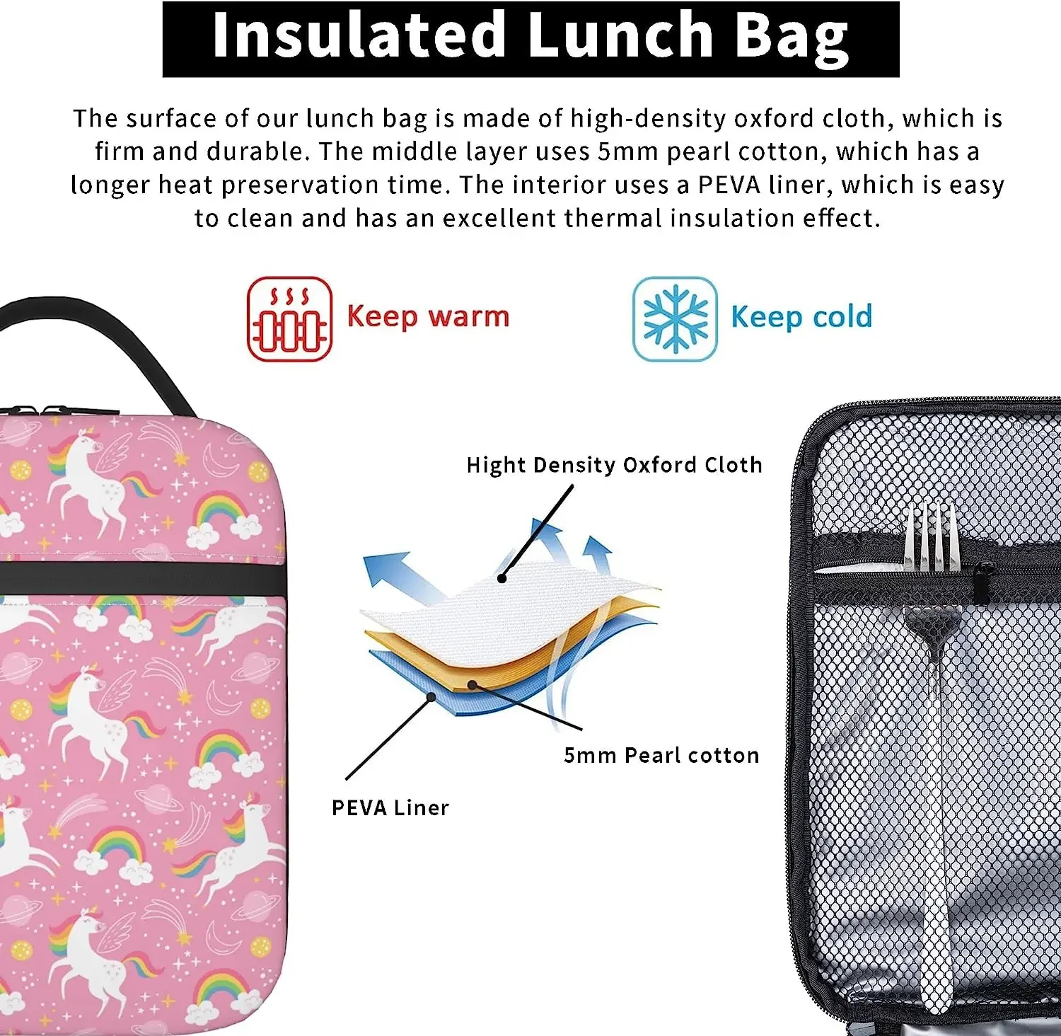 Розовый ланч-бокс с единорогами для девочек и женщин многоразовая изолированная