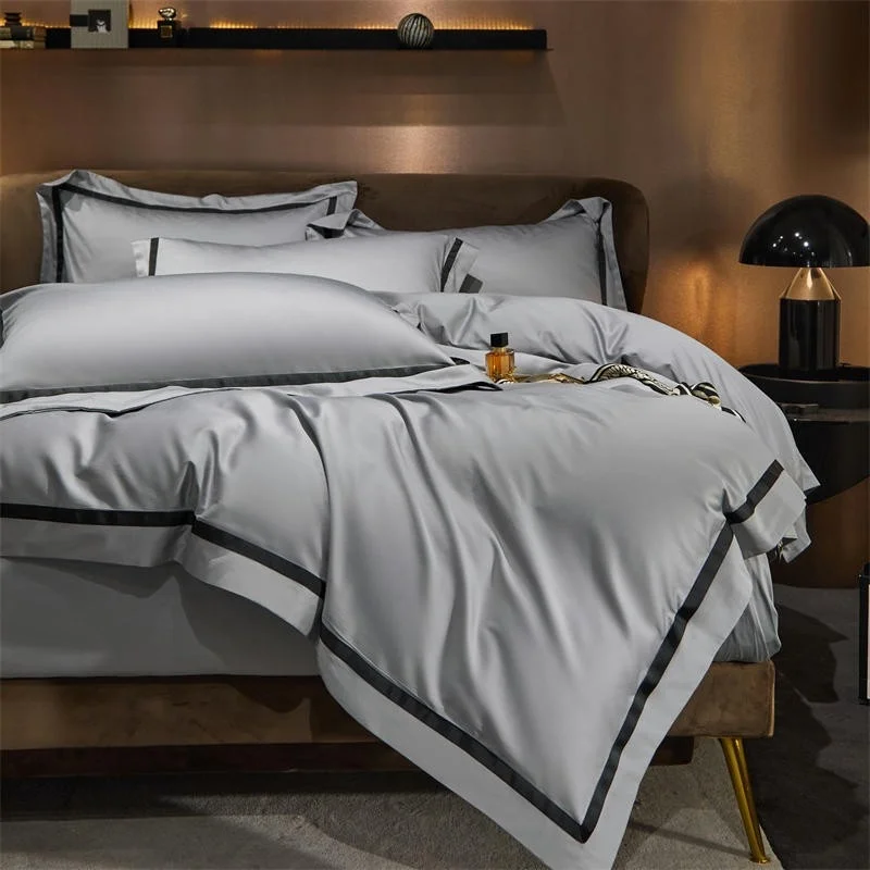 

Hotel Gray Duvet Cover 4/6Pcs 1000TC Long Staple Cotton Ultra Soft Bedding Set Bed Sheet Pillowcases Double Queen King 4Pcs