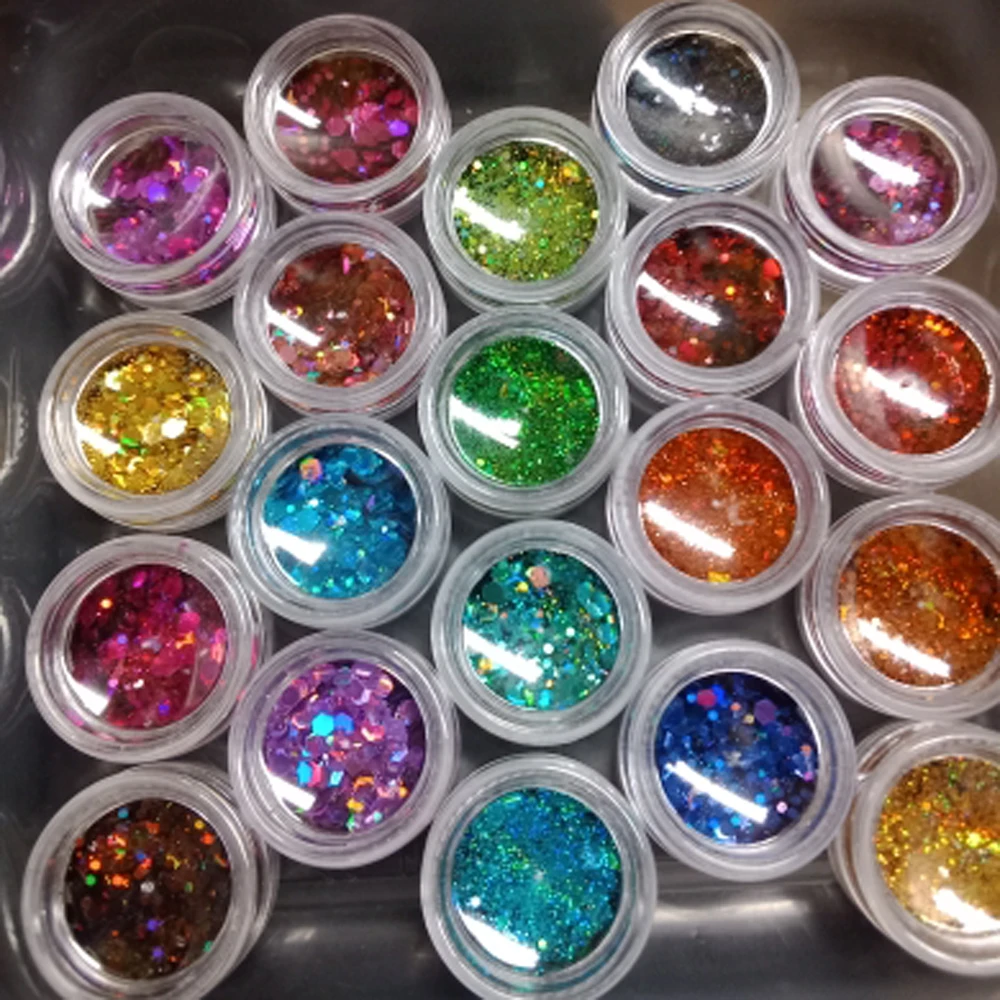 126 Colors Chunky Glitter Shiny Laser Nail Flakes Sequin Paillette Color Shift Glitter Holographic Glitter Mix Loose Glitter Set