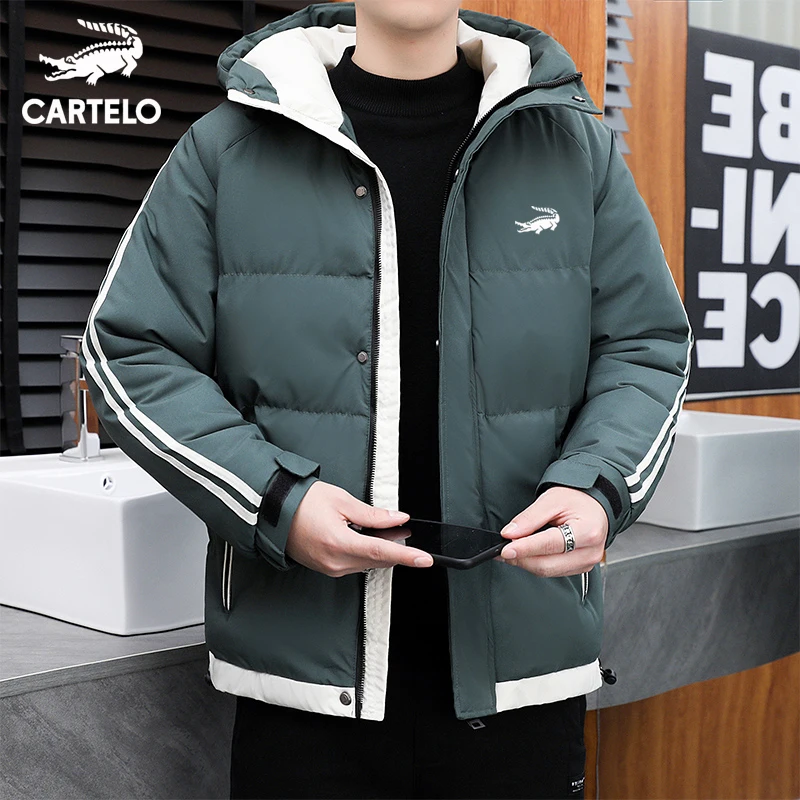 cartelo brand 2022 winter new men's hooded thickening trend padded jacket Korean version loose padded jacket down jacket to keep