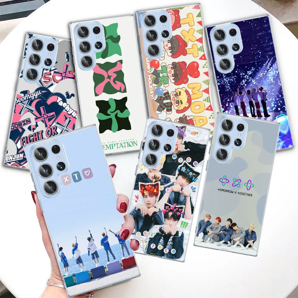 Clear Case for Samsung Galaxy S23 S22 Ultra S21 S20 FE TPU Phone Cases S10 5G S9 S8 Plus S10e S7 Edge Cover Txt Boy Band