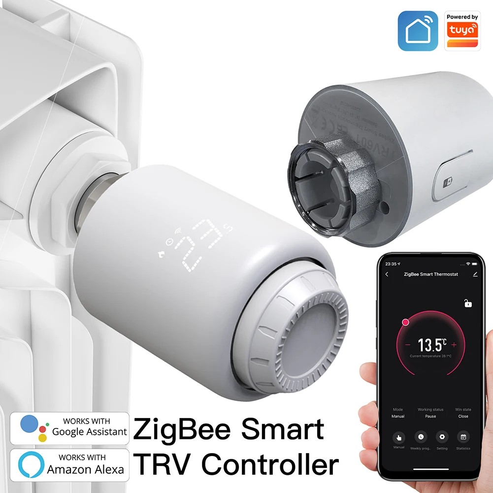 

Tuya ZigBee/WiFi Thermostatic Radiator Valve Voice Control SmartLife Temperature Controller Alexa Google Home Compatible