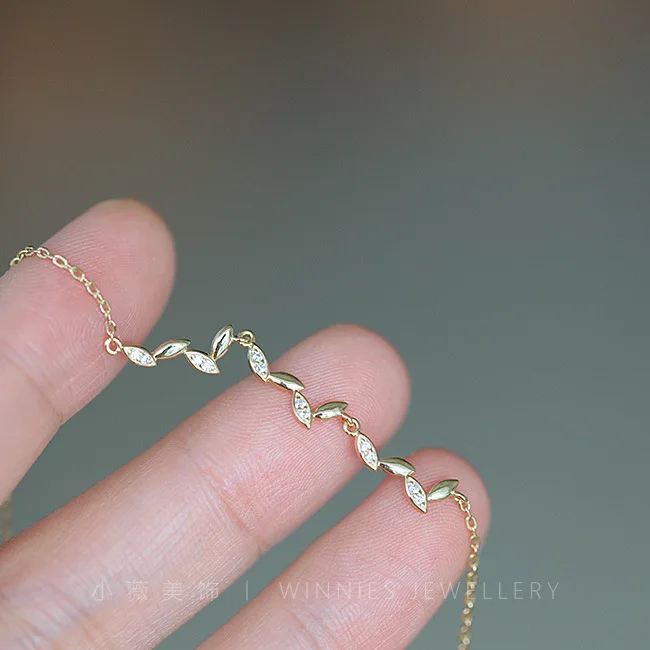 

Простой изысканный женский браслет из стерлингового серебра S925 пробы с покрытием из 14-каратного золота, универсальный Тонкий Повседневный ...