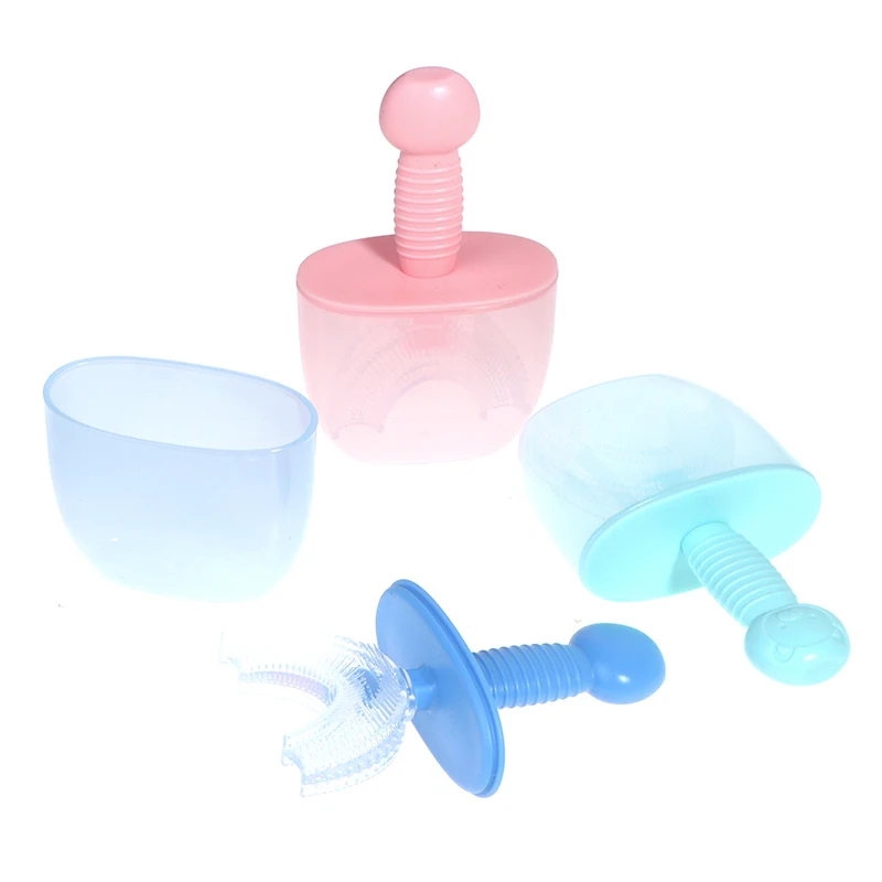 

1pc Baby Toothbrush Children Teeth Oral Care Cleaning Brush Convenient Kid Silicone Newborn U-Shaped Teethbrush with Dust Cover