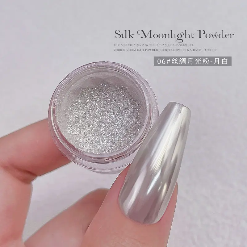 markii 6Colors Silk Moonlight Magic Mirror Powder Glitter Metallic Effect Nail Rubbing Dust Fairy Chrome Art &amp Cotton swab