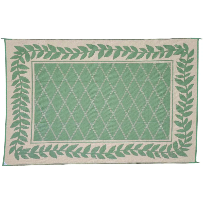 

Patio Mats 9x12 Reversible RV Outdoor Patio Mat, Camping Mat, Classic Leaf, Green (Reversible with 2 designs)