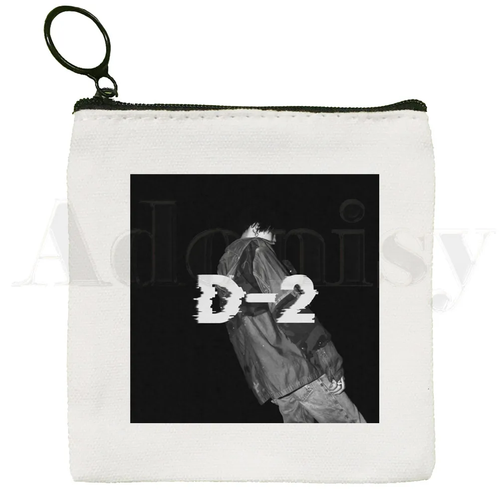 Korean Version of KPOP Agust D D-2 Harajuku Cartoon Coin Purse Female Mini Canvas Art Cute Key Case Coin Purse Student Wallet
