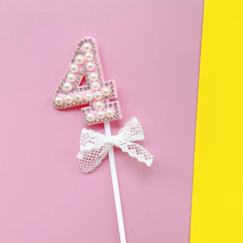 1Pc Glitter Alloy Rhinestone Number Cake Toppers Baby Shower Birthday Decoration Wedding Gold Silver Digital Cakes Dessert Decor - купить по