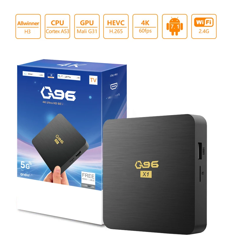 Фото q96 X1 ТВ-приставка 4K HD Видеонабор Топ 2G 64 ГБ android ТВ-приставка AllWinner H3 WiFi 2,4G Smart Мультимедийный плеер ТВ-приставка №1