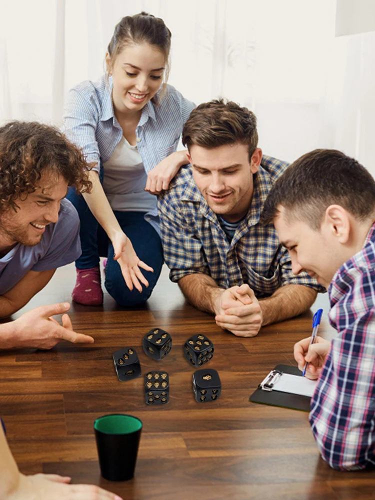 5 шт. 3D игровые кости со скелетонизированным лицом смоляные черные скелетом