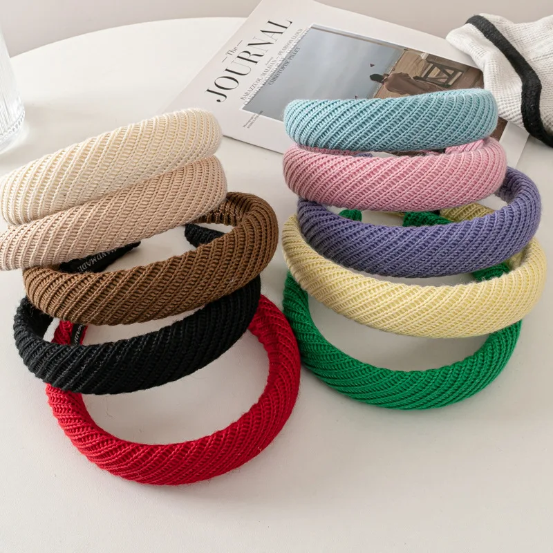 

2022 New Women Girls Solid Color Broadside Braided Lamb Wool Hairbands Lady Sweet Hair Hoop Headbands Female Hair Accessories