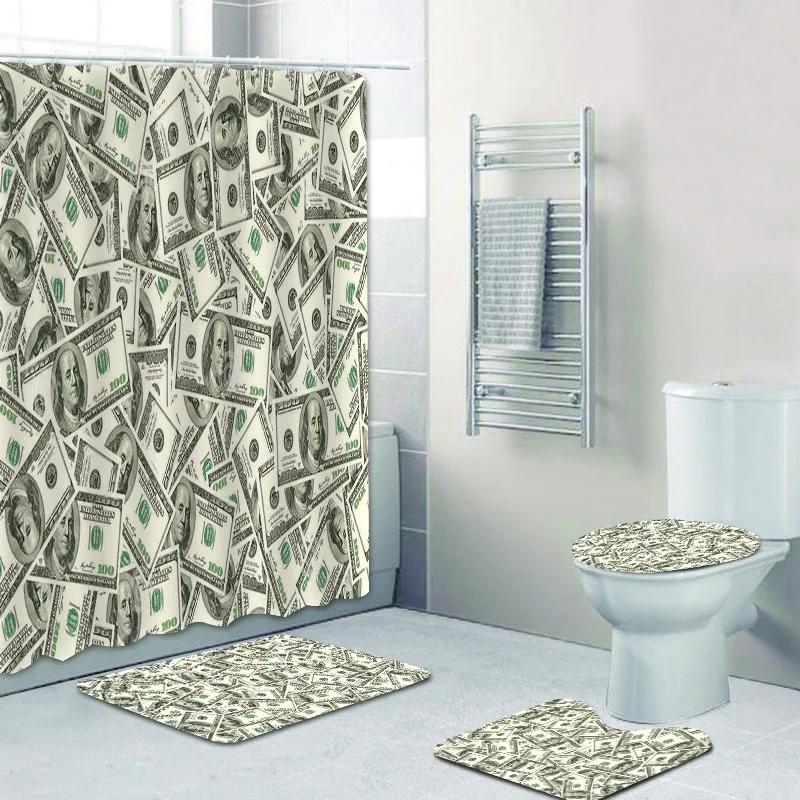 Занавеска для ванной комнаты с банкнотами и долларами США |