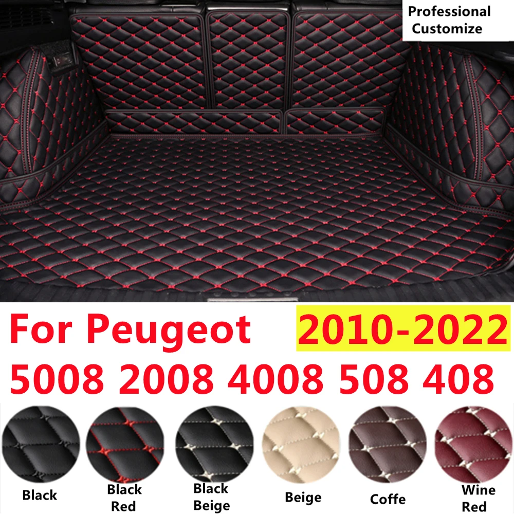 

SJ Full Set XPE Car Trunk Mat For Peugeot 408 508 4008 2008 5008 2010-11-12-13-2023 Waterproof Tail Boot Tray Liner Rear Cargo