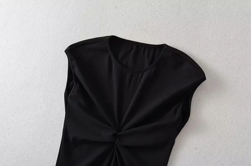 Dave&Di British High Street Fashion Blogger  Black Pleated Bodysuit Women Sexy Slim Top Ladies