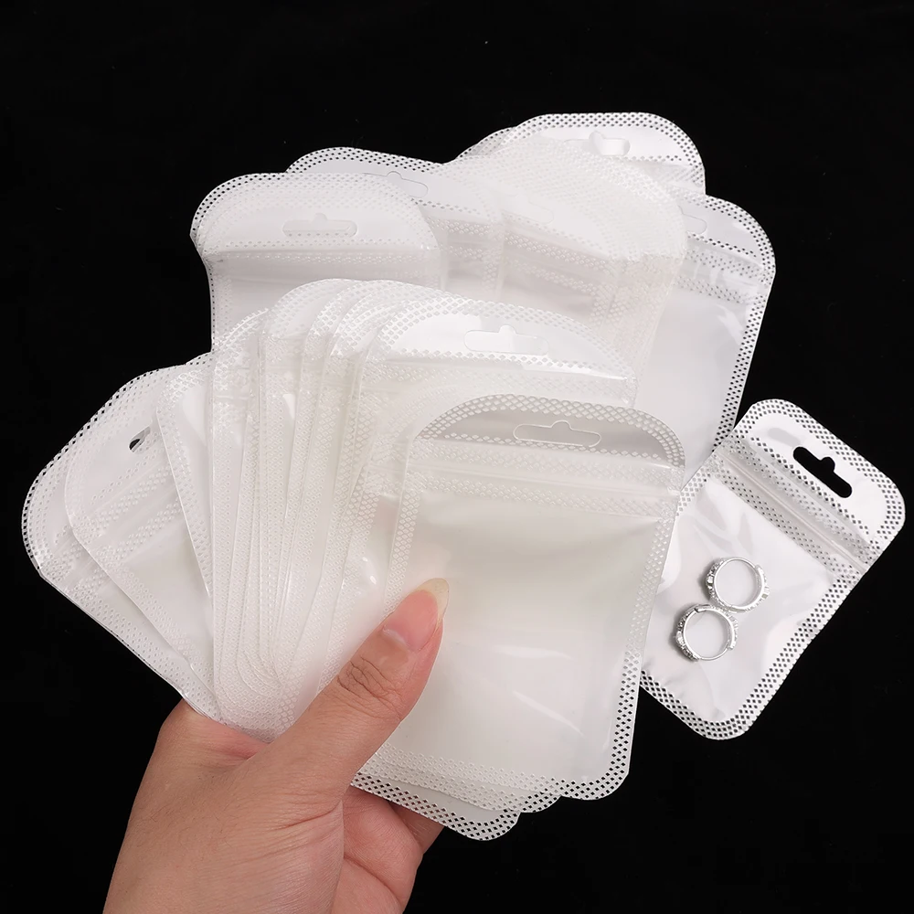 

50Pcs Resealable OPP Bags Clear Window Thicken Plastic Self Sealing Package Pouch with Hang Hole DIY Jewelry Display Storage
