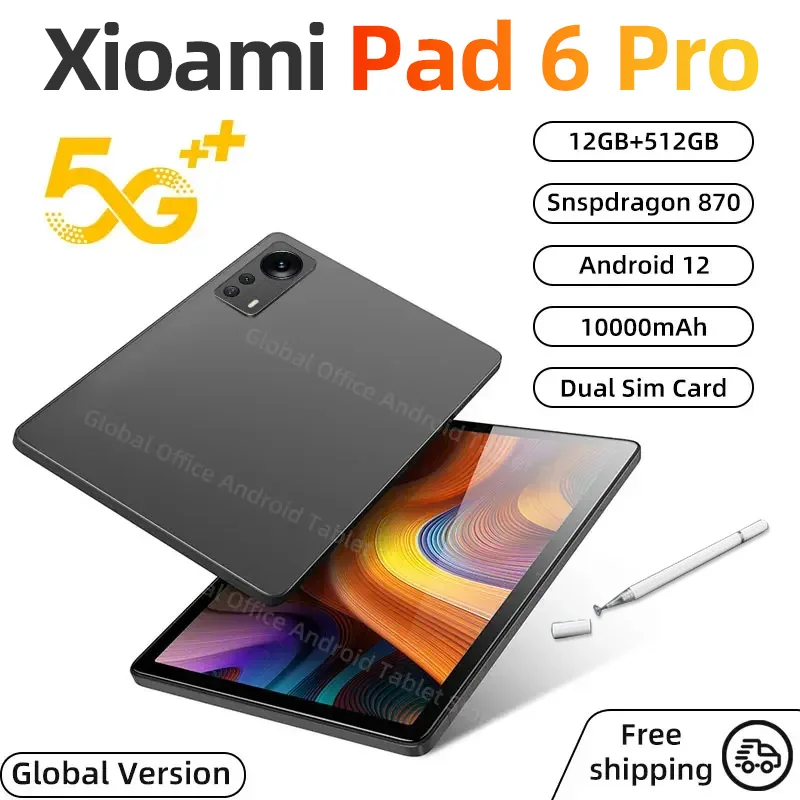 

2023 Original Global Version Tablet PC Pad 6 Pro Snapdragon 870 Android 12 Dual SIM Card RAM 12GB+ROM 512GB 5G WIFI HD 4K Mi Tab