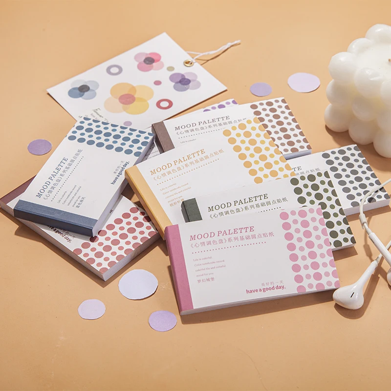 

Assorted Dot And Circle Stickers Book Art Decor Calendar Self-Adhesive Labels Collage Scrapbooking Sketchbook Diary Accessories