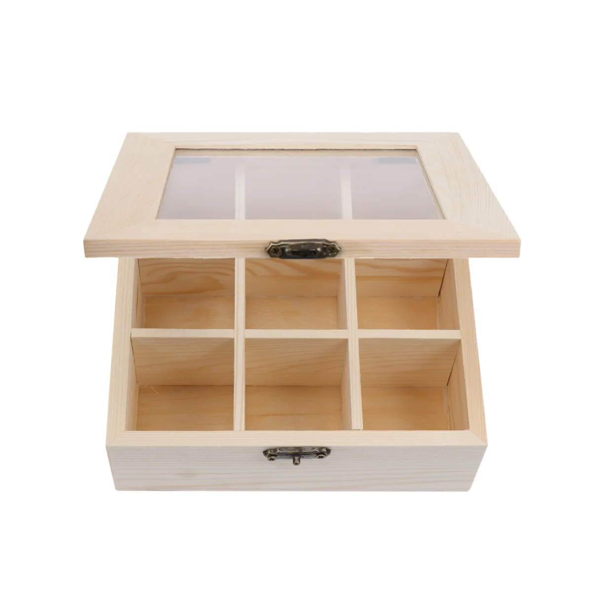 

Tea Box Organizer Storage Coffee Boxes Clear Teabag Drawer Holder Large Gold Compartments Personalized Black Plastic Wooden Lid