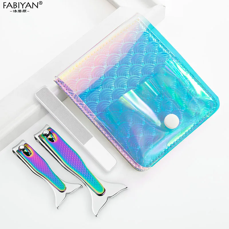 

3Pcs Gradient Portable Nail Clippers Set Nano Glass File Kit With Bag Polish Travel Toenail Fingernail Clippers for Thick Nails