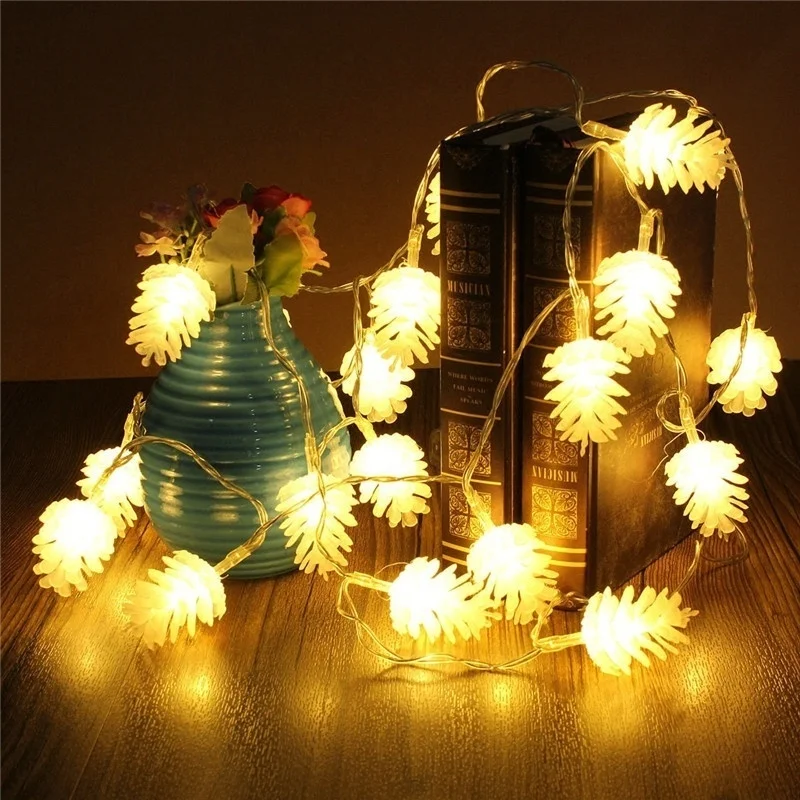 

2m 20leds Pine Cone Shape Fairy String Decorative Lights Battery Operated Home Garden Christmas Wedding Decor