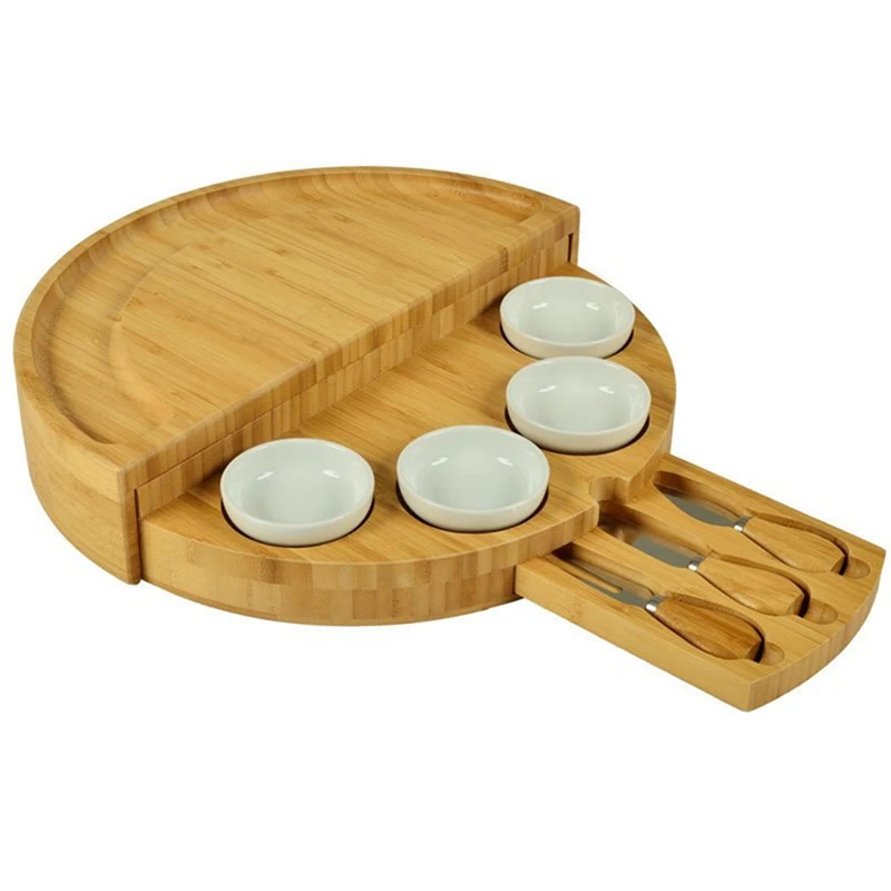 

Cheese Board Cutlery Cutter Set With Slide Out Drawer Cooking Tools Slicer Fork Scoops Cut