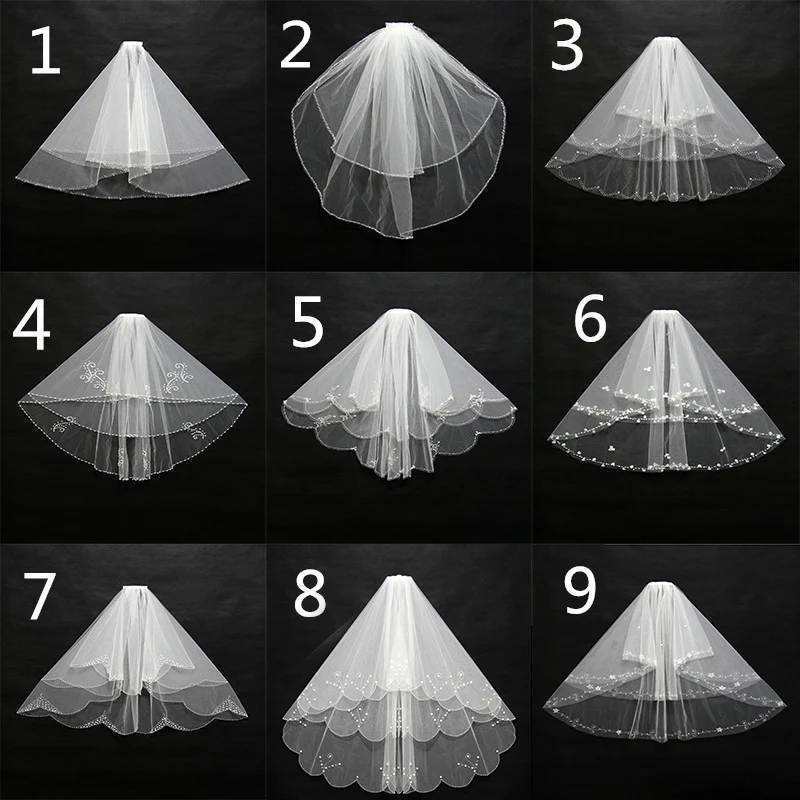 

Real Photos Lace Wedding Short veilWhite Ivory Bridal Veil With Comb Blusher Bride Headpiece Wedding Accessories