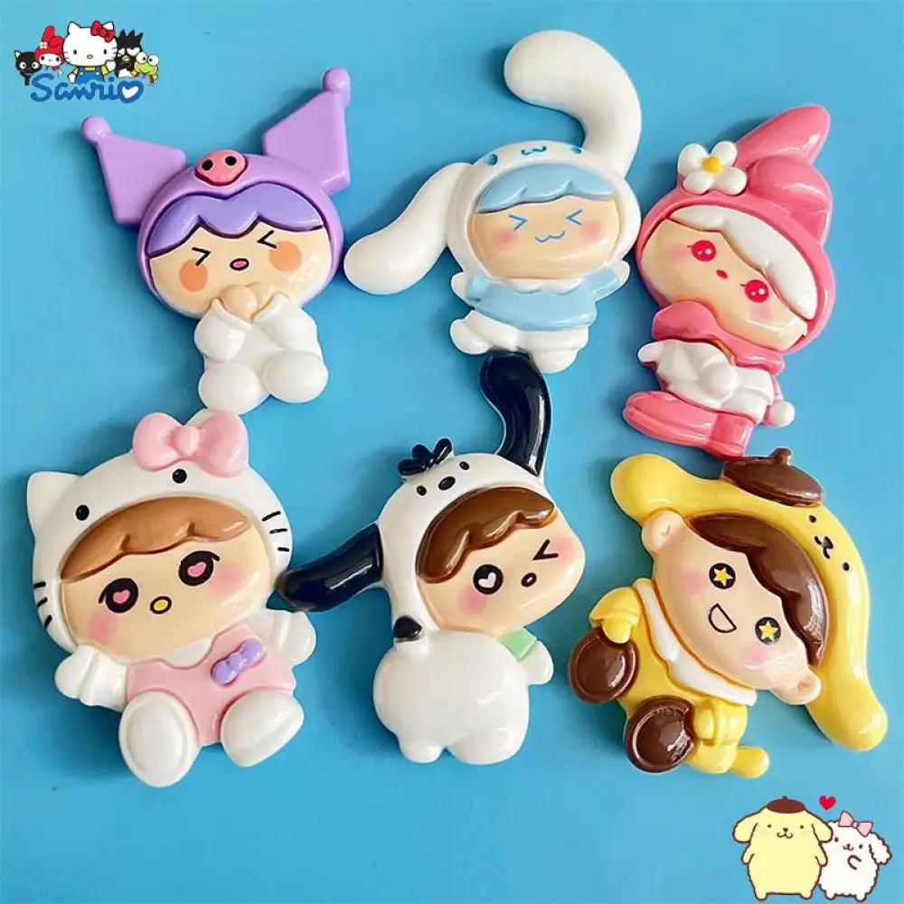 

2023 Sanrios Melody Hello Kitty Kuromi Large Size Resin Accessories Cartoon Diy Refrigerator Sticker Hairpin Decorate Material