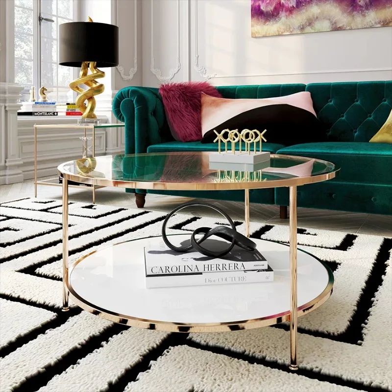 

Ember Interiors Rambix Glam Round Coffee Table, Gold furniture
