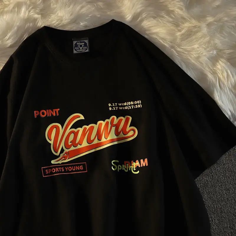 

Oversized T-shirt Women Streetwear Tops Letter Print T Shirt Summer Unisex Short Sleeve Harajuku Hip Hop Black Tees Y2k Clothes