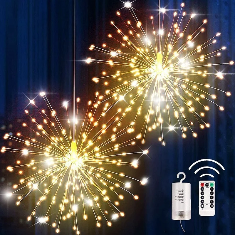 

120 LED Christmas Tree Firework String Lights Explosion Star Copper Wire Light Decoration Remote Control String Light