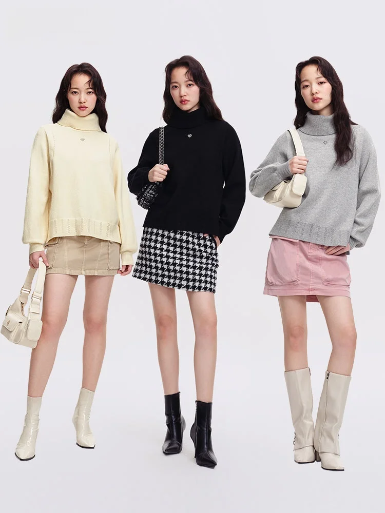 Только осенняя универсальная однотонная водолазка с длинными рукавами для