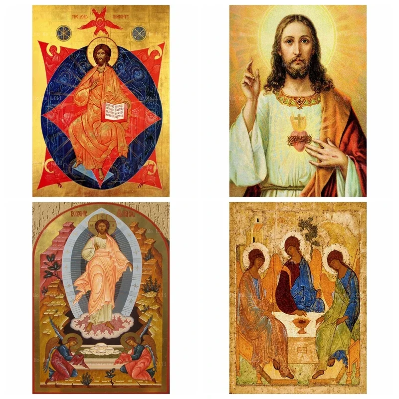 Икона Христа священный судьи святой пророк Иисус воскресение скромный священный в сердцах холст искусство на стену от Ho Me Lili Декор