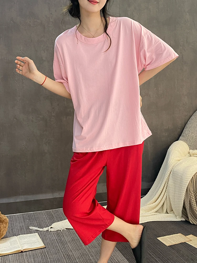 [Cool Feeling Cotton] Пижамы женские летние модальные укороченные брюки с короткими