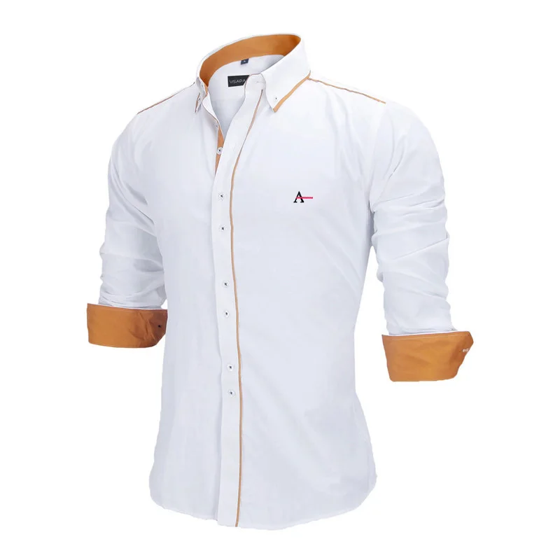 Мужская деловая рубашка с длинным рукавом и воротником-стойкой от AliExpress WW