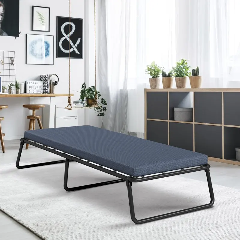

Foldaway Guest Bed Cot with Cooling Gel Lux Foam Mattress, Single