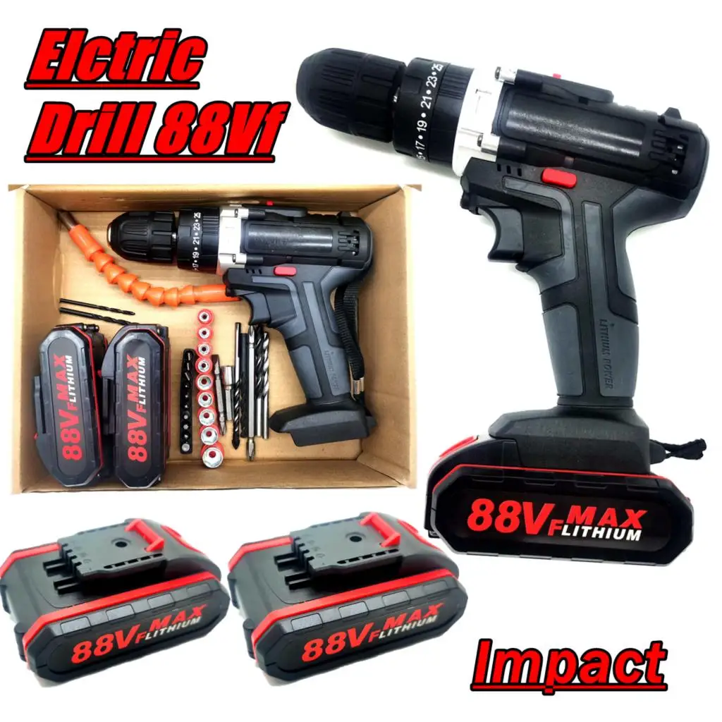 

Gisam Cordless Drill Electric Impact Drill Screwdriver Power Tool Lithium Battery Drill Wireless Dril Drilling Machine Drill Set