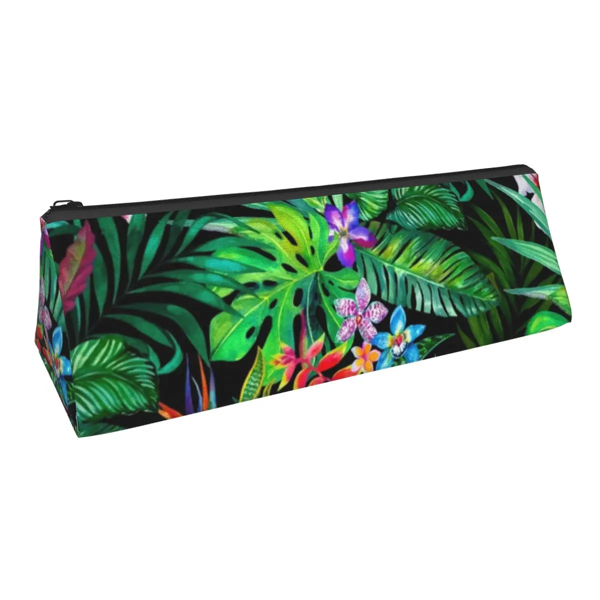 

Floral Leaves Triangle Pencil Case Tropical Fes Fun Jungle Print For Child University Pencil Box Simple Zipper Pen Organizer