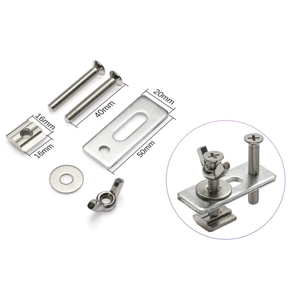 

Power Tools Clamp Hold Down Metal Plywood Engraving Machine Silver T-Track Wear Resistant Adjustable Brand New