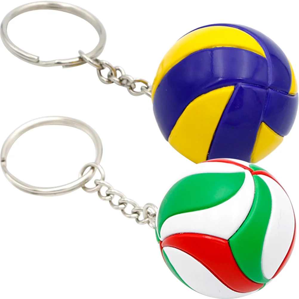 

2 Pcs Volleyball Keychain Decorations Basketball Backpack Boys Small Football Handbag Keyring Child Car Keys